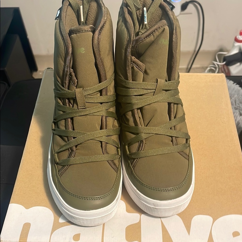 Native Women's High-Top Sneakers in Olive Green
